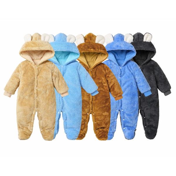 

jumpsuits born baby winter clothes infant girls soft fleece outwear rompers 0-1y boy jumpsuit super warm for, Blue