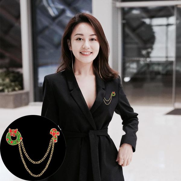 

pins, brooches christmas girl gift brooch green donut red cane candy bow gold chain pin fashion glamour female personality holiday jewelry, Gray