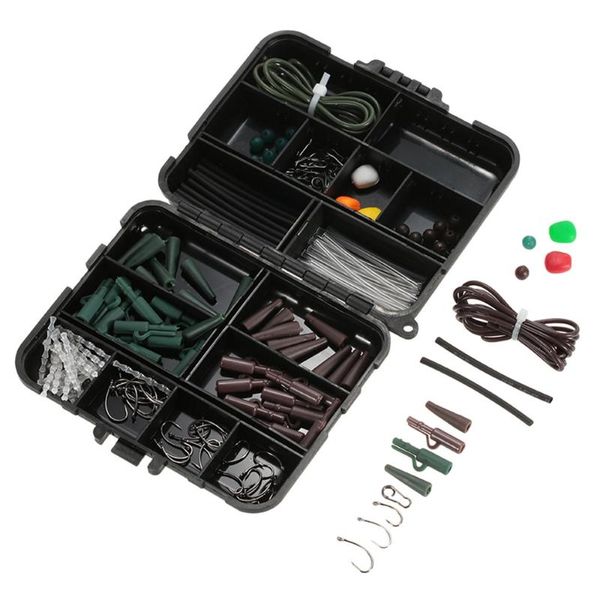 

139/142/143pcs carp fishing tackle box clips hooks swivels baiting needles terminal rigs pesca baits accessories