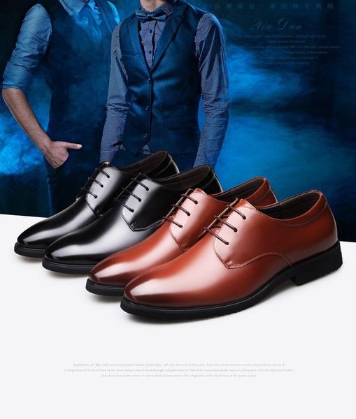

dress shoes men's casual leather fashion business black round wedding work non-slip lace up office