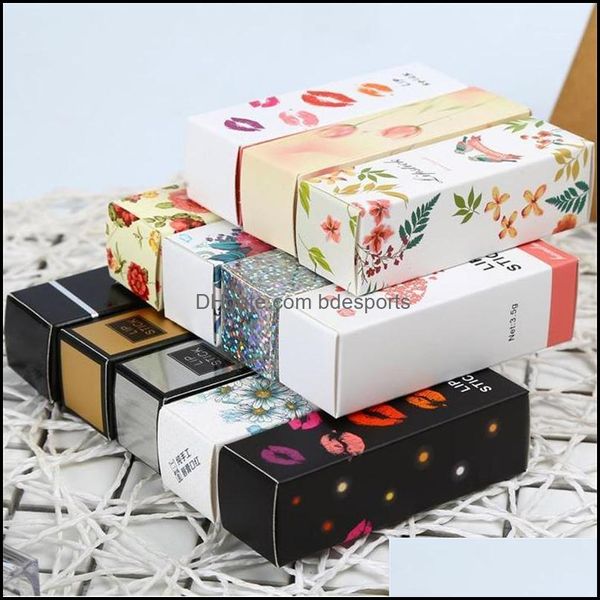 Confezione regalo Evento Forniture per feste festive Giardino domestico Processo di stampa 2.5X2.5X8.5Cm Imballaggio per labbra Cartone Tubo per rossetto Scatola per imballaggio fai da te Colorf