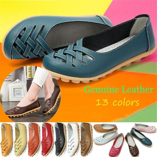 

women's fashion hollow flat mother genuine leather shoe flats shoes sandals doug work, Black