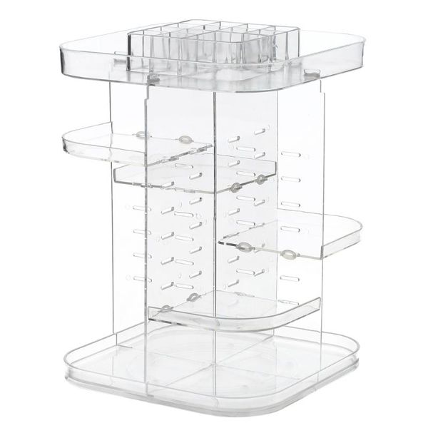 

bathroom storage & organization 20 grid transparent makeup organizer 360 degree cosmetic display case box diy adjustable storag