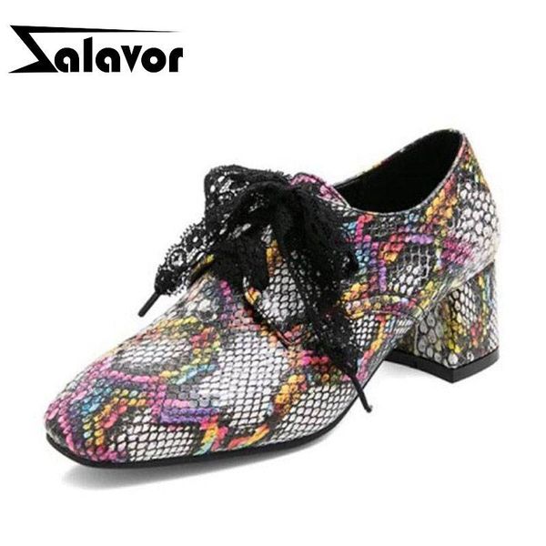 

dress shoes rizabina size 30-50 women pumps fashion serpentine colorful square heels elegant bowknot print lady casual footwear, Black