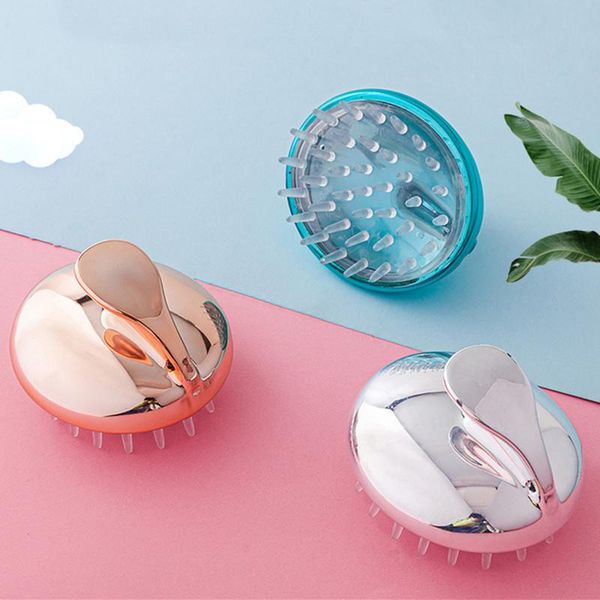 

hair brushes silicone massage comb spa slimming brush body shampoo head massager washing bath shower tool, Silver