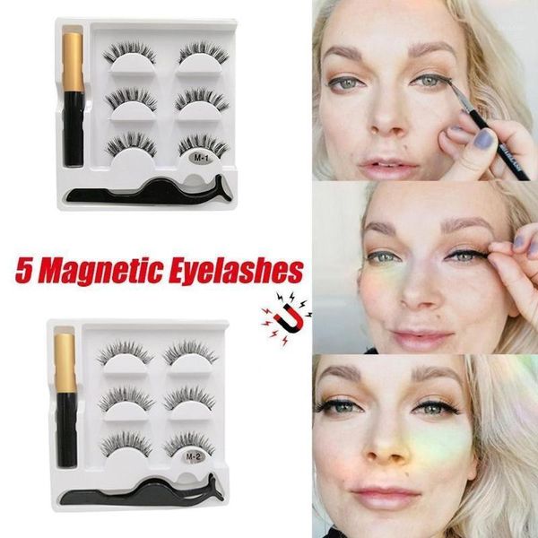 

pairs magnetic eyelashes natural long liquid make set tweezer eyeliner up d1y51
