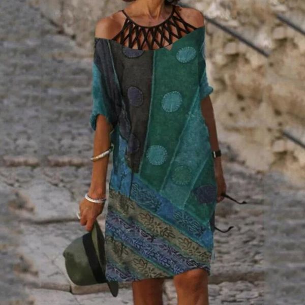 

maternity dresses dress women summer vintage plus size medium length tie-dye print long-sleeved halter vetement femme vestidos#30, White