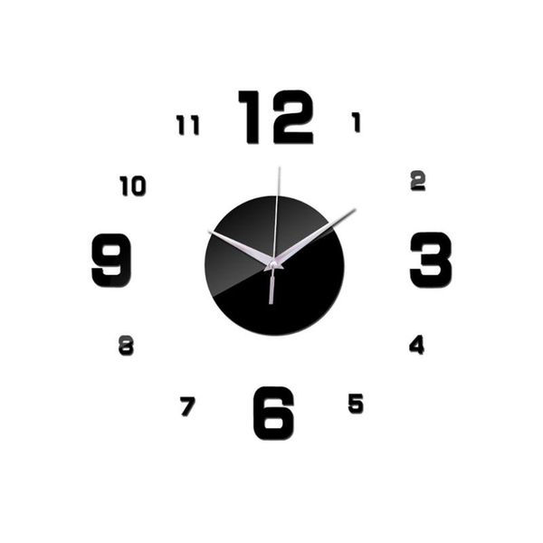 

wall clocks 3d digital acrylic mirror clock creative living room sofa decoration