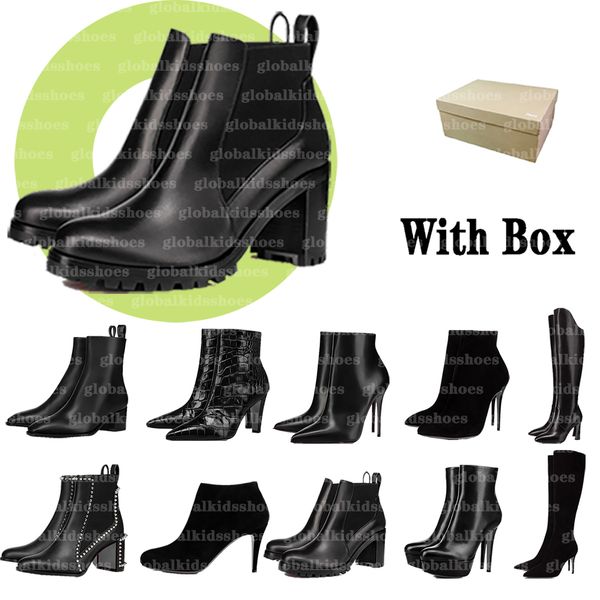 

womens luxury designer shoes leather ankle boots black booties winter snow red bottom knee high heel brown tall pumps 100602