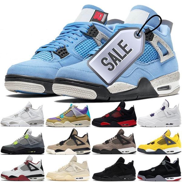 

university blue jumpman 4 4s mens basketball shoes white oreo metallic purple black cat bred shimmer cactus jack men women sneakers us o