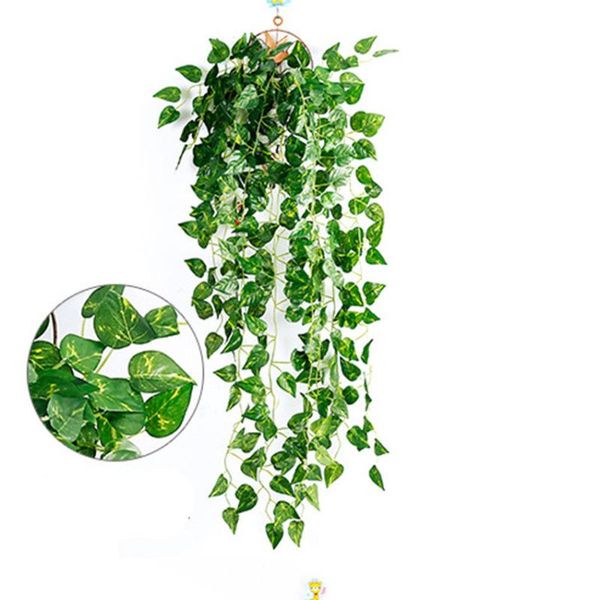 

1pcs green artificial fake hanging vine plant leaves garland home garden wall decoration decorative flowers & wreaths