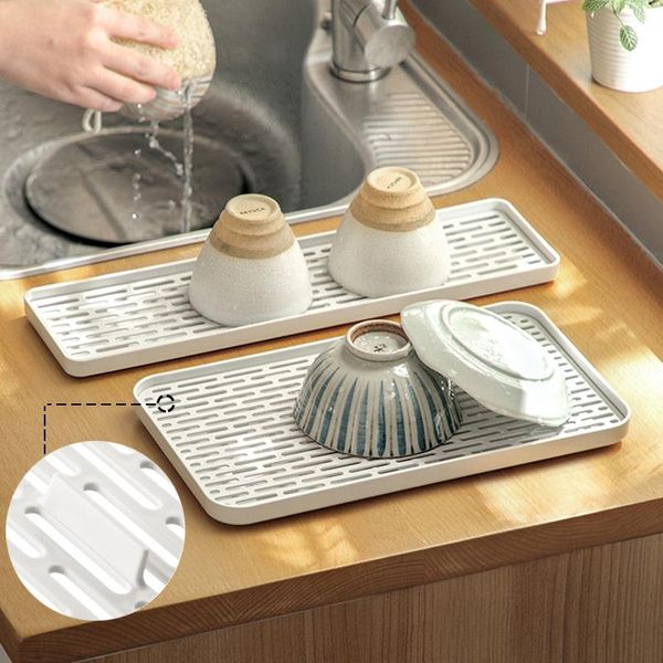 

kitchen storage & organization simple cup drainage water tray double rectangle tea fruit draining desk organizer containers