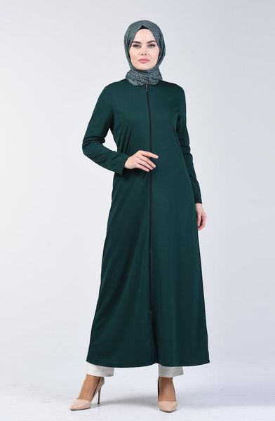 

minahill zippered abaya 3054-05 emerald green ethnic clothing, Red