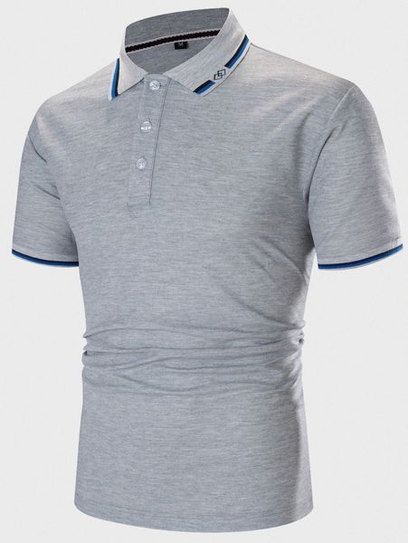 

men striped trim polo shirt r0c4#, White;black