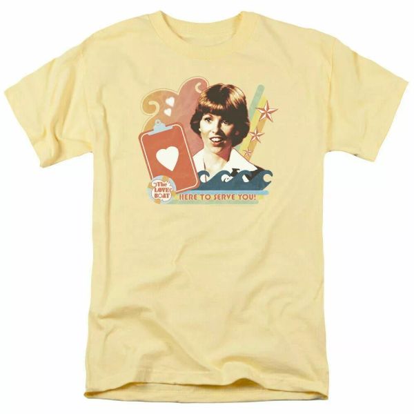 

the love boat here to serve t shirt mens licensed classic tv show banana, White;black
