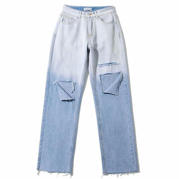 

catonatoz 2320 women new fashion retro high waist boyfriend jeans denim mom pants female discoloration, Blue