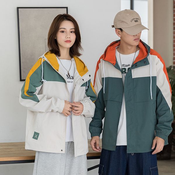 

frock couple's windbreaker 2020 spring and autumn men's jacket simple fashion hooded, Black;brown