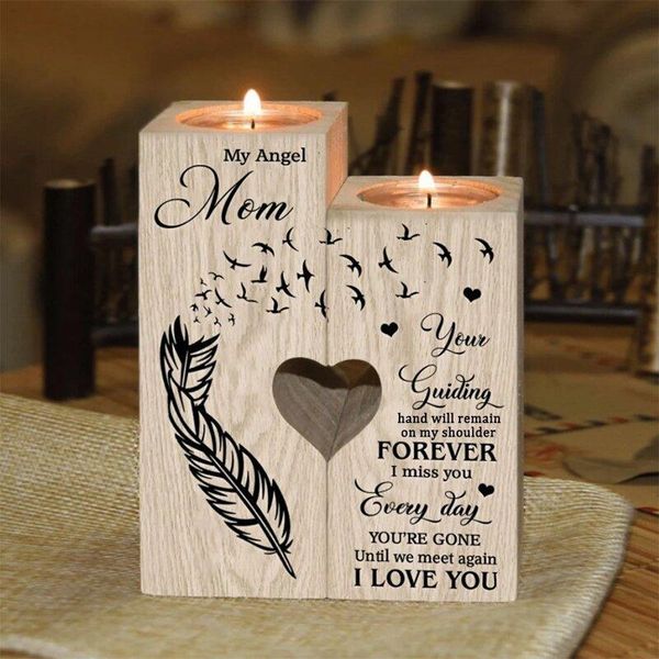 

candle holders 2pcs wood color heart shaped candlestick ornaments for boy/girl friend valentines day wedding gifts guests party supplier