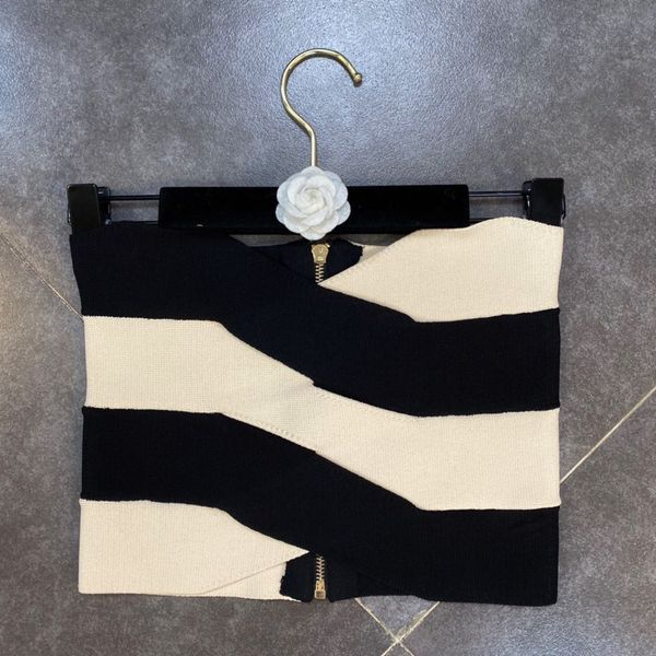 

women elastic temperament contrast color striped slim bra high waist mid dress fashion spring summer 11b052 210525, White