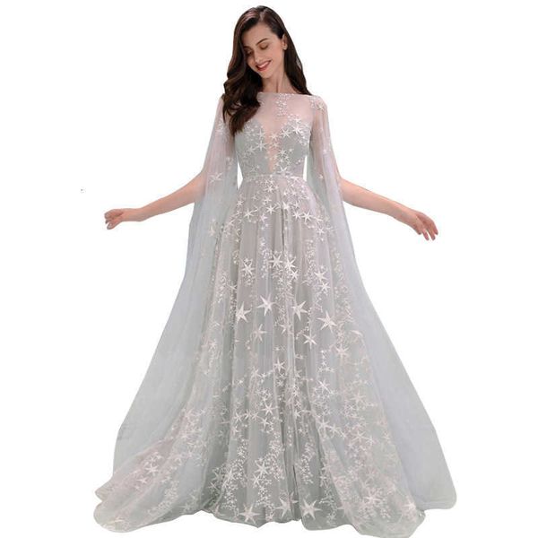 

luxury party evening dress women's one line shoulder perspective star, White;pink