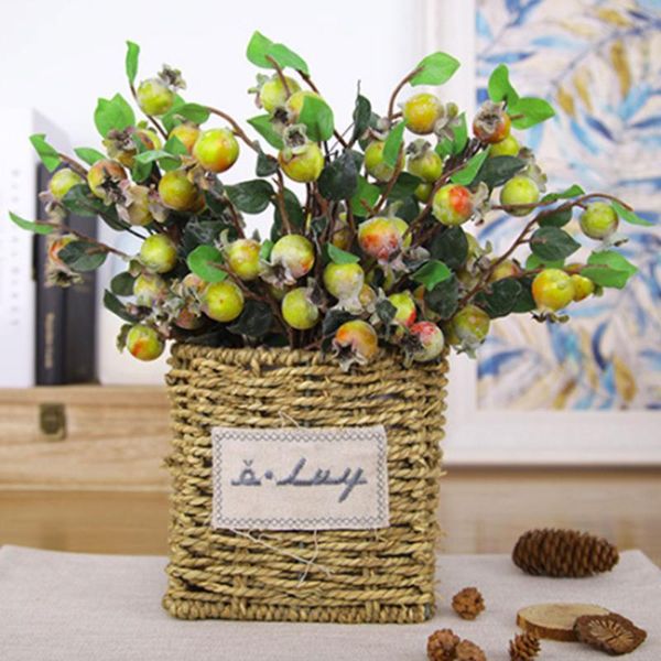 

decorative flowers & wreaths artificial hawthorn fruit branch simulation flower red apple bunch home festival party decoration
