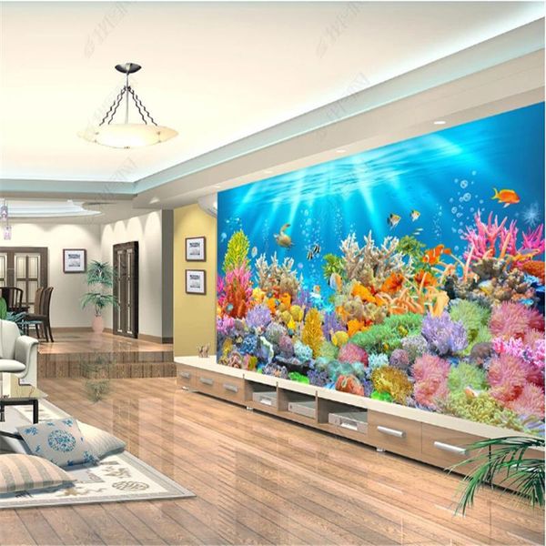 

dream bedroom wallpaper underwater world mural wallpapers for living room coral fish school tv background wall paper home decor