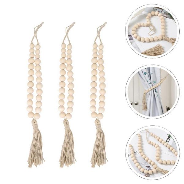 

3pcs chic wood bead tassel curtain tiebacks drapery holdbacks holders & drapes