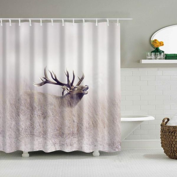 

animal shower curtain autumn prairie antelope fashion bath accessories with 12 hooks waterproof polyester fabric bathroom decor curtains