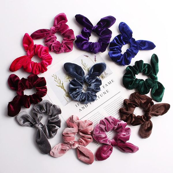 

hair accessories 1pcs ear scrunchie decorative velvet tie solid color cute ponytail holder women
