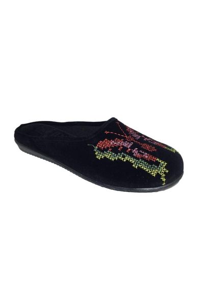 

embroidered women home slipper dowry z12 slippers, Black
