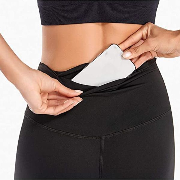 

women's leggings stretch quick-drying fitness running gym sports pockets active pants two side high waist skinny fit, Black
