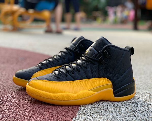 

authentic jumpman 12 basketball designer shoes 12s university gold black yellow outdoor sports luxurys designers sneakers size 7-13 ship wit