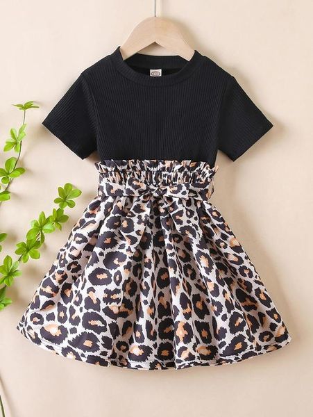 

toddler girls leopard paperbag waist belted dress she, Red;yellow