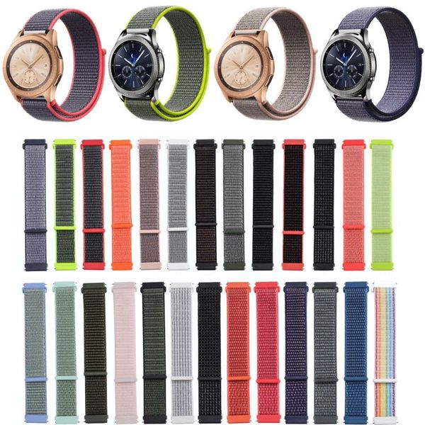 

watch bands 22mm 20mm width colorful sport nylon strap for samsung galaxy 42mm 46mm band adjustable closure watchbands with pins, Black;brown