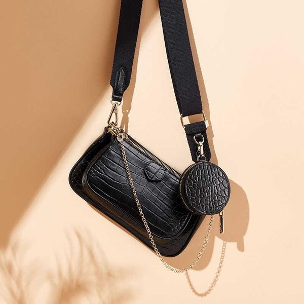 

evening bags 3 pcs set designer women shoulder pu leather purse and handbags alligator female crossbody bag wide strap messenger