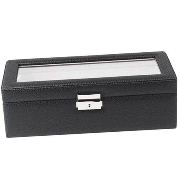 

vintage watch box storage mens organizer jewelry display case, pu boxes & cases, Black;blue