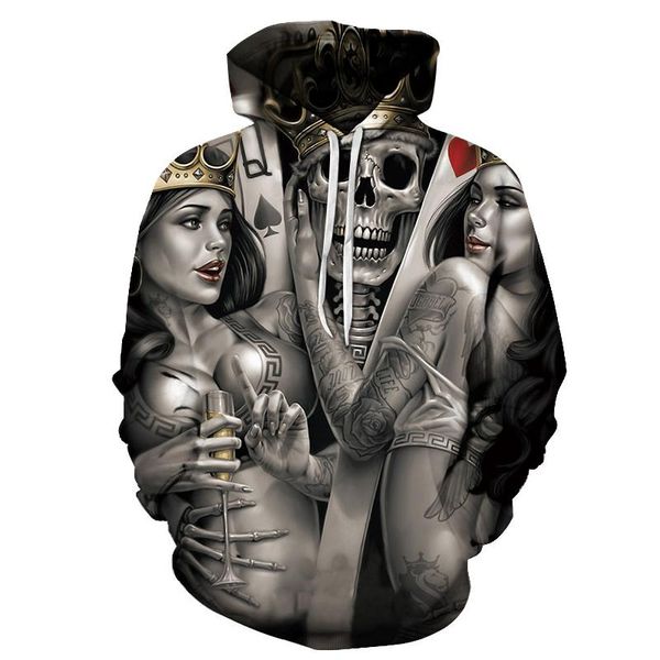 

men's hoodies & sweatshirts street long sleeve hoodie 3d print vintage copper skulls classic hip hop do not fade hoodi autumn casual cl, Black