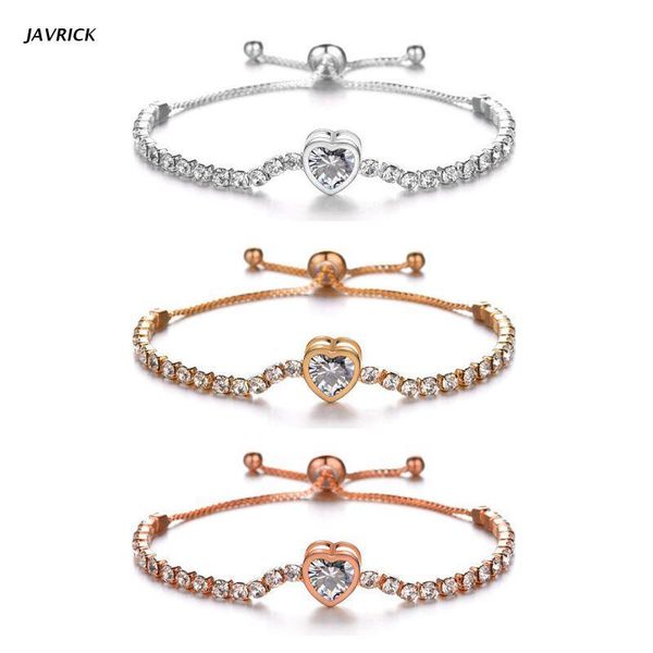 

heart cubic zirconia adjustable chain bracelet for women luxury shining jewelry x5qd charm bracelets, Golden;silver
