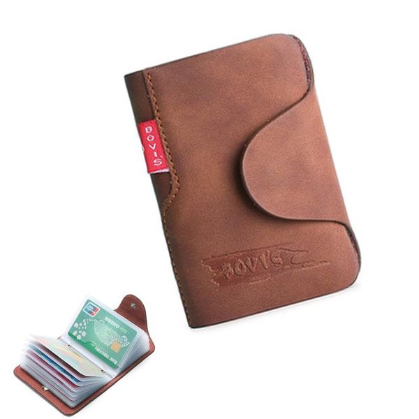 

card holders vintage holder wallet buisness purse men leather coin keychain, Brown;gray