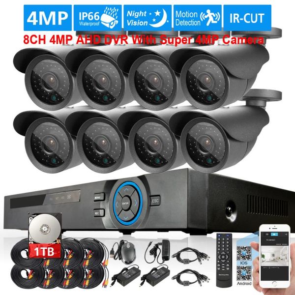 

super full hd 8ch ahd 4mp home outdoor cctv camera system 8 channel video surveillance security kit dvr systems