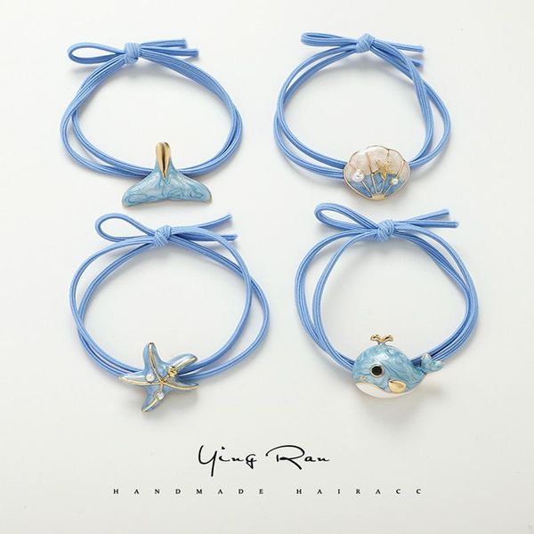 

hair accessories korea fashion style girls elastic bands headdress ocean animal head band whale starfish bow women gifts