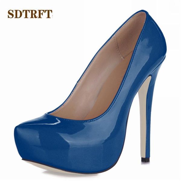 

dress shoes sdtrft stilettos zapatos mujer 14cm thin high heels platform wedding woman crossdresser round toe pumps, Black