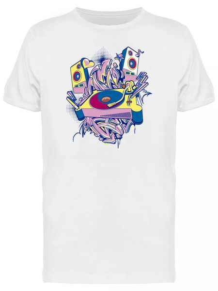 

funky turntable music tee men's -image by shutterstock, White;black