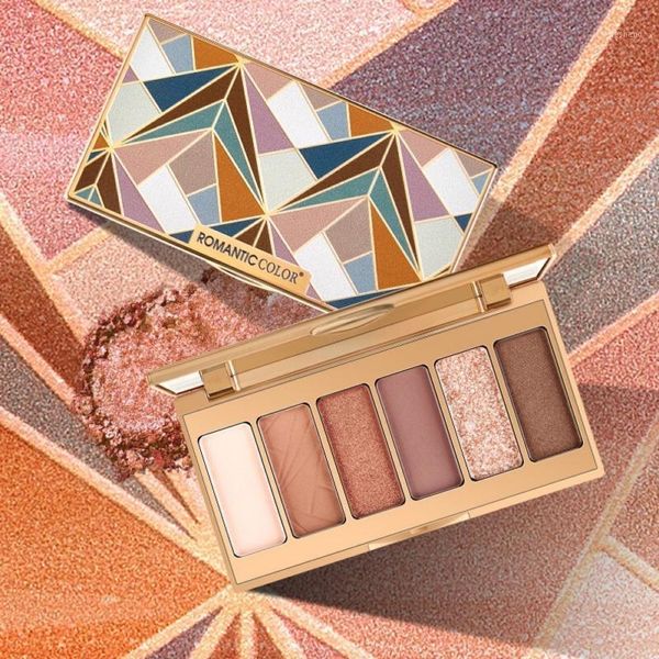 

romantic color, colorful lattice eyeshadow palette, 6-color eyeshadow, pearlescent matte sequin combination, eye shadow, delicat1
