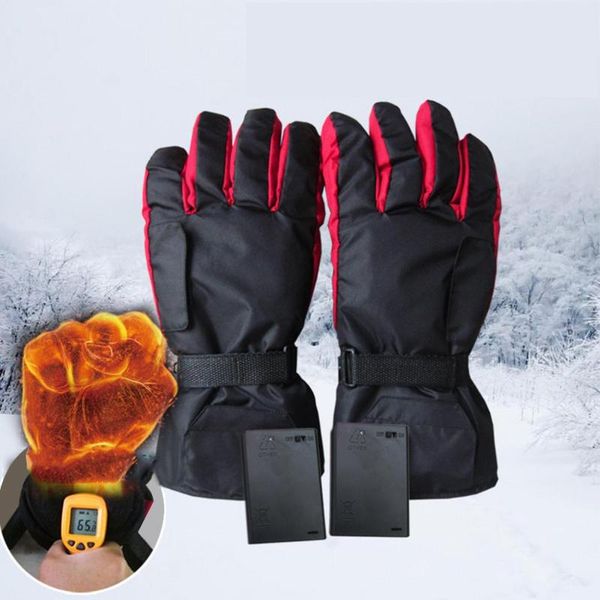 

cycling gloves 1 pair battery-type carbon fiber heating battery box electric heated ski warm for cold protection outdoor, Black