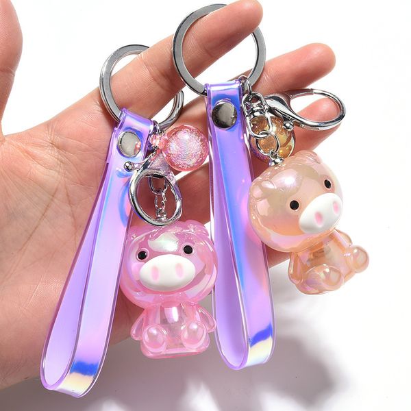 

2021 fashion keychain resin with lamp cartoon key chain creative cat doll pendant men's and women's bags accessories small gift mp, Slivery;golden