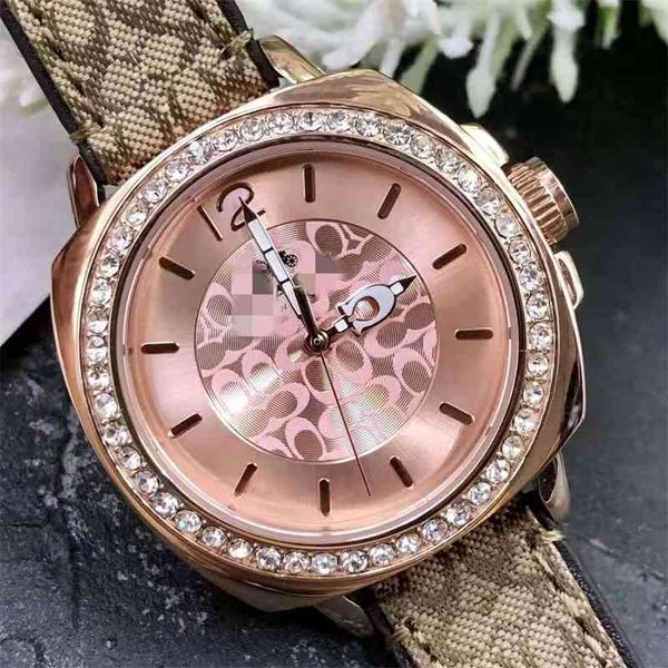 

kouchi canvas leather cowhide inlaid diamond fashion quartz watch women's watch, Slivery;brown