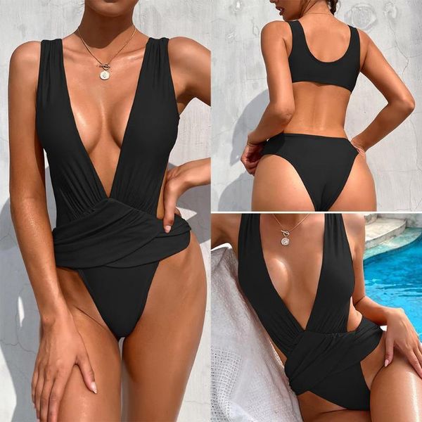 

deep v neck one piece swimsuit female suit swimwear bathing bather monokini swim backless lady women t3y8 one-piece suits