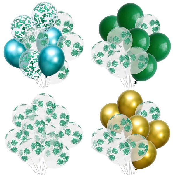 

10pcs/set 12inch green latex balloons palm leaf safari hawaii party globos birthday wedding tropical summer decorations decoration