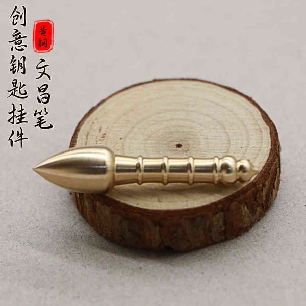 

key rings chinese style creative brass wenchang pen chain personalized pendant jewelry student carry on schoolbag small, Slivery;golden